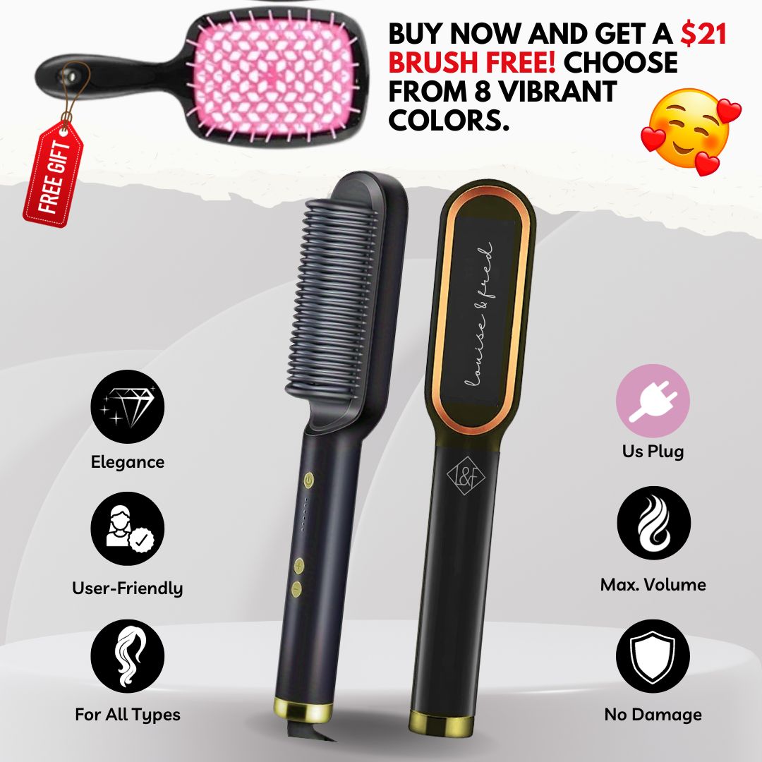 Hair Straightening Pro Brush -Compact Quick-Fix Marvel: Your On-the-Go Solution -  Limited  GOLD Edition